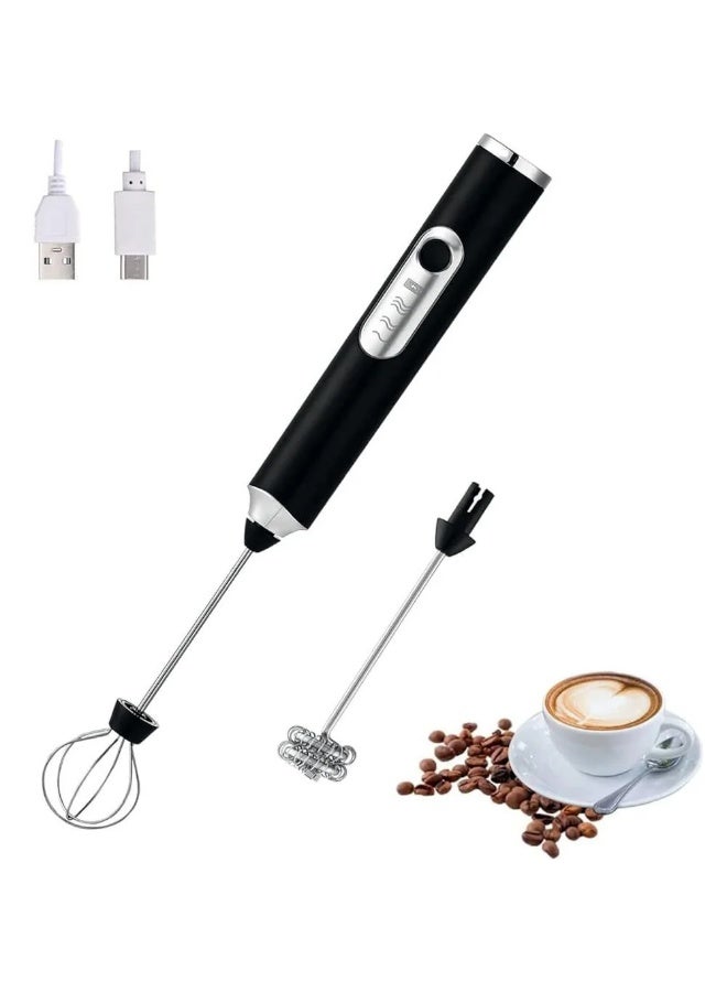 خلاط حليب قابل لإعادة الشحن من هايبر ستوك، خلاط مشروبات محمول باليد، مزود بشحن USB وشفرتين من الفولاذ المقاوم للصدأ لتحضير القهوة والبيض، والقهوة، واللاتيه، والكابتشينو، والحليب، مع 3 سرعات قابلة للتعديل. - Image 1